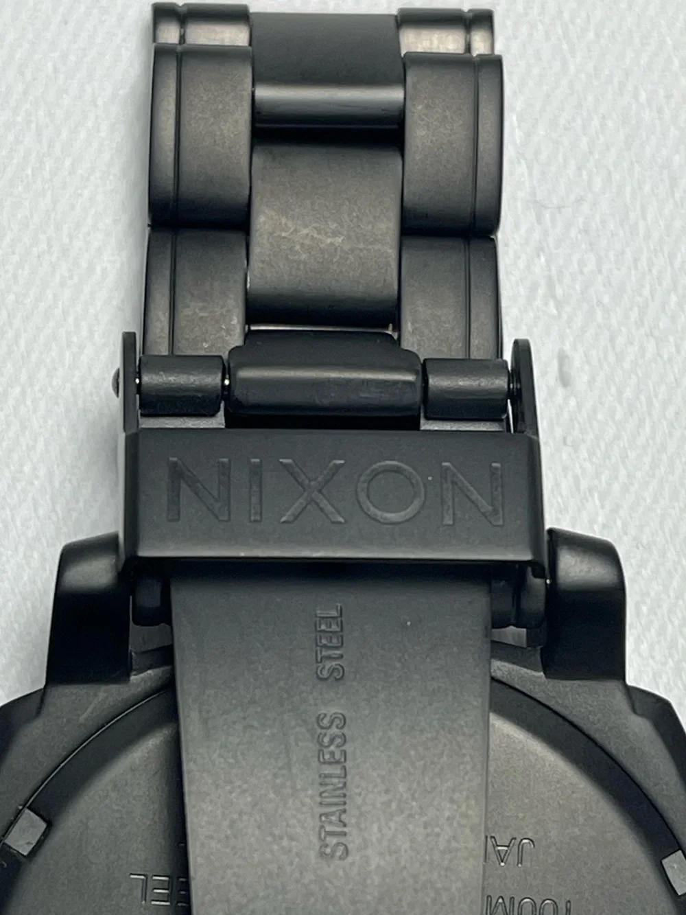 Nixon Charger Black Stainless Steel Chronograph Watch with Orange Hands